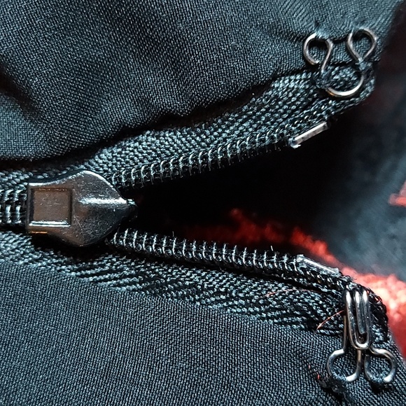 Nanette Lepore Black & Red Floral Jacquard Lace Detail Short Sleeve Dress 10 - Picture 11 of 12